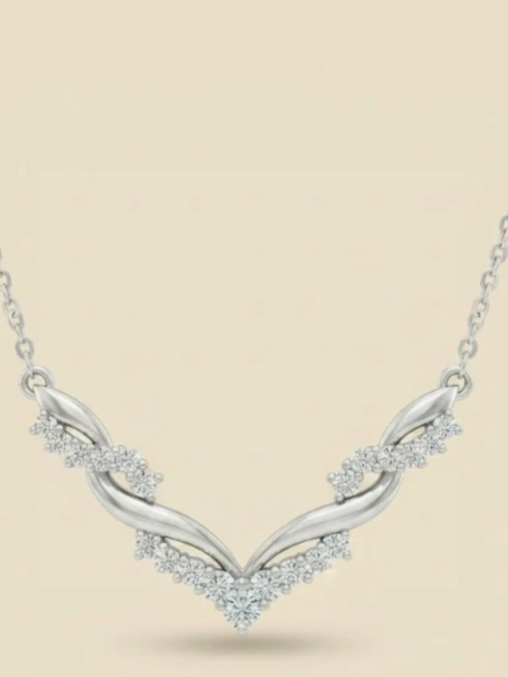 14K Diamond Wing Pendant in White Gold Exquisite Diamond Necklace